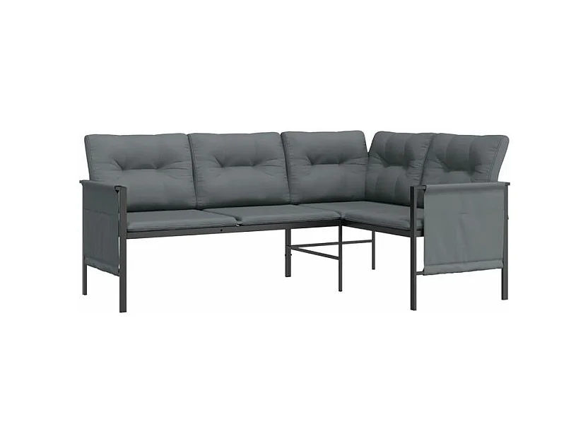 Canapé d'angle de jardin anthracite acier et textilène