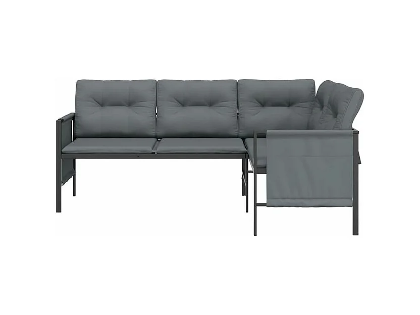 Canapé d'angle de jardin anthracite acier et textilène