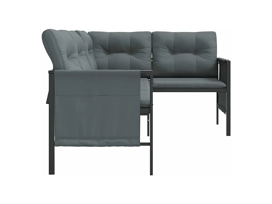 Canapé d'angle de jardin anthracite acier et textilène