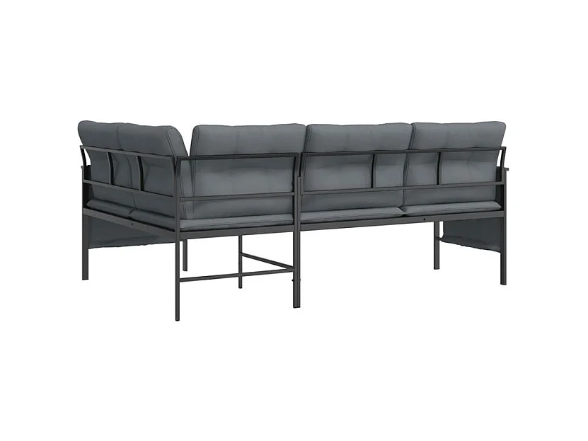 Canapé d'angle de jardin anthracite acier et textilène