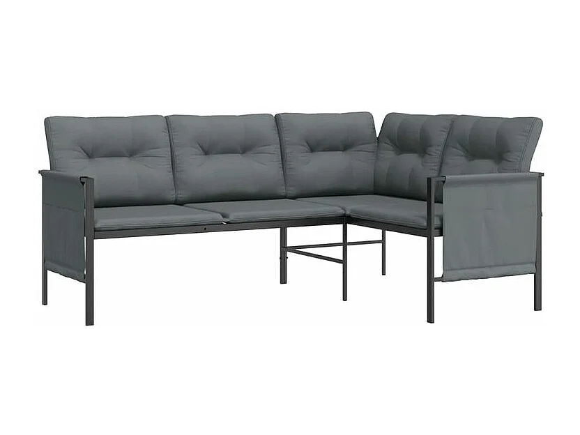 Canapé d'angle de jardin anthracite acier et textilène