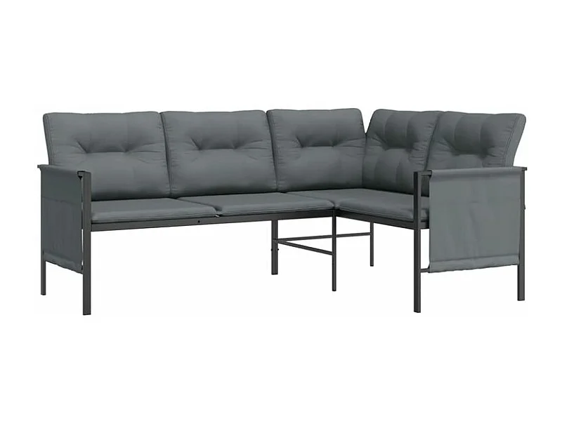 Canapé d'angle de jardin anthracite acier et textilène
