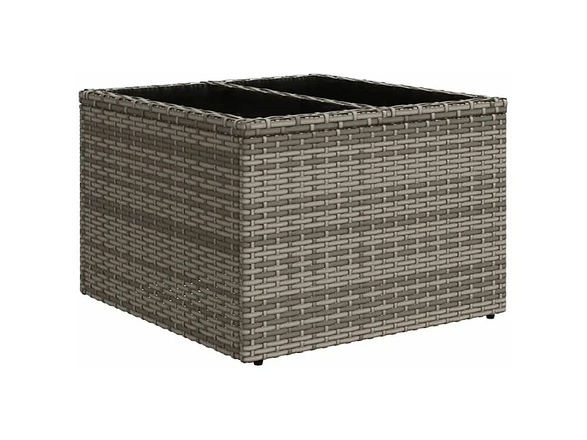 Salon de jardin avec coussins 2pcs gris résine tressée et verre