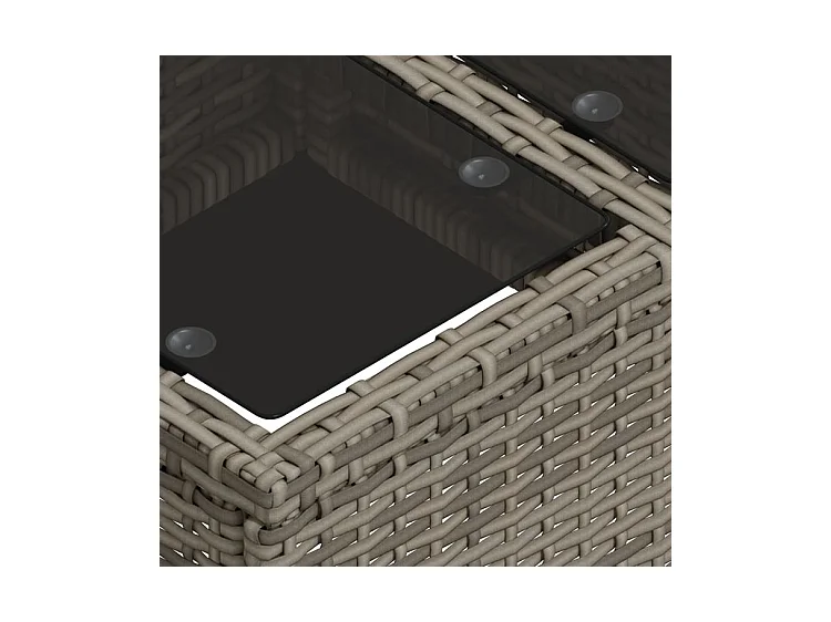 Salon de jardin avec coussins 2pcs gris résine tressée et verre