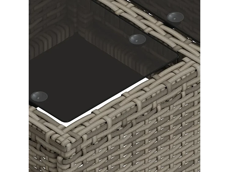 Salon de jardin avec coussins 2pcs gris résine tressée et verre