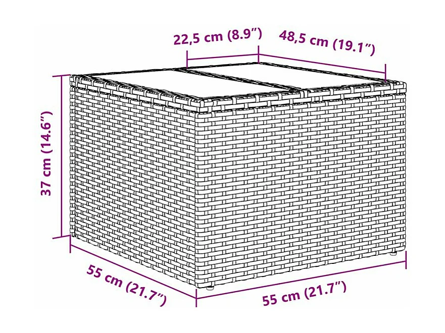 Salon de jardin avec coussins 2pcs gris résine tressée et verre
