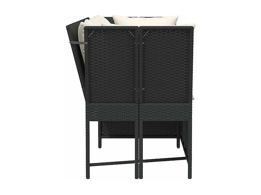 Canapé de jardin avec coussins Noir Résine tressée