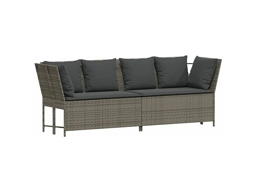 Canapé de jardin avec coussins Gris Résine tressée
