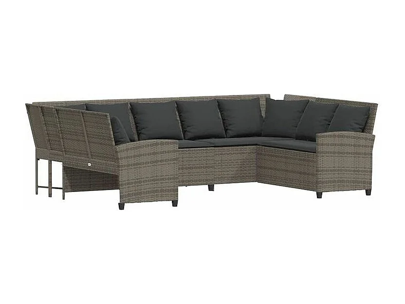 Canapé de jardin avec coussins Gris Résine tressée