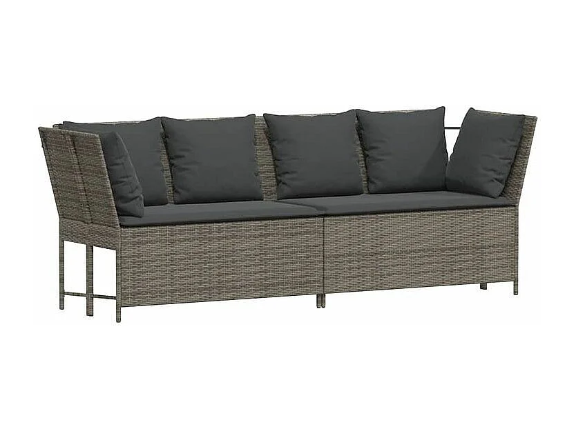 Canapé de jardin avec coussins Gris Résine tressée