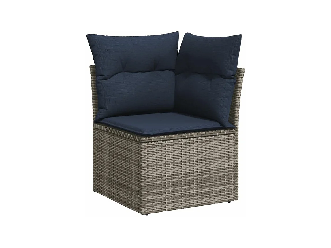 Salon de jardin avec coussins 12 pcs gris résine tressée