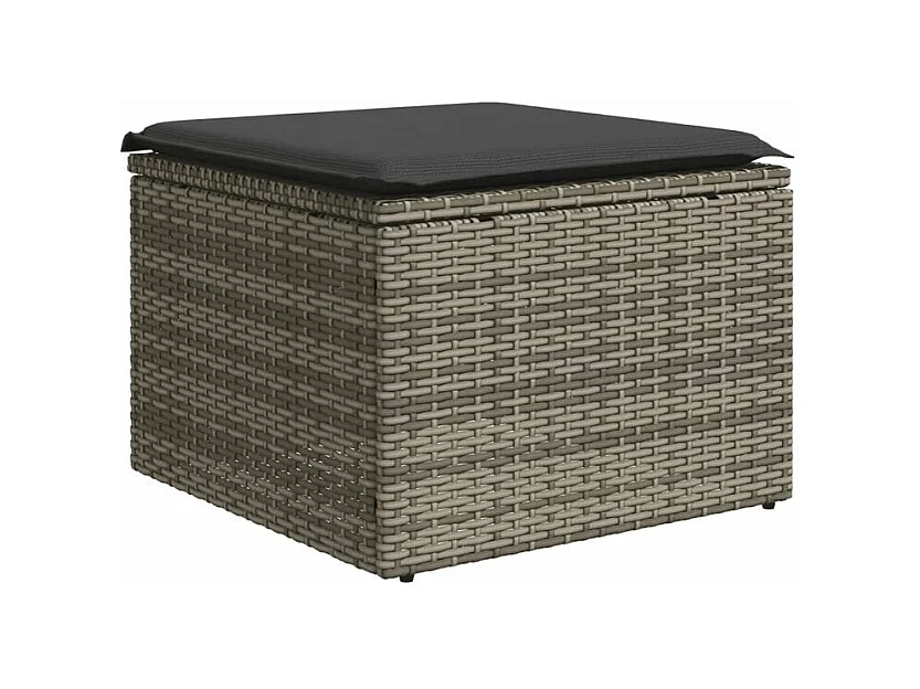 Salon de jardin 6 pcs avec coussins gris résine tressée