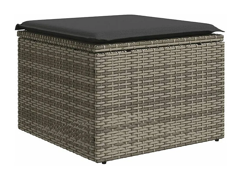 Salon de jardin 6 pcs avec coussins gris résine tressée