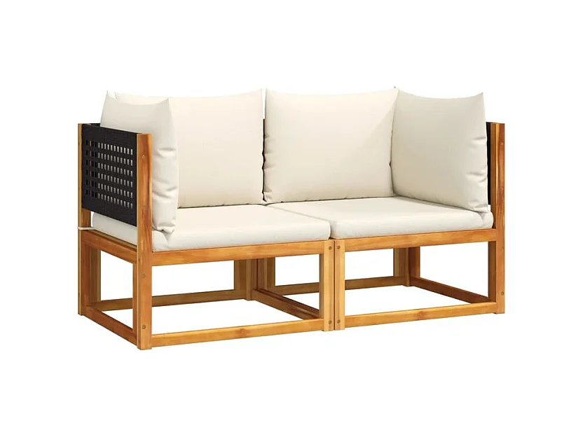 Canapés d'angle de jardin et coussins 2pcs bois massif d'acacia