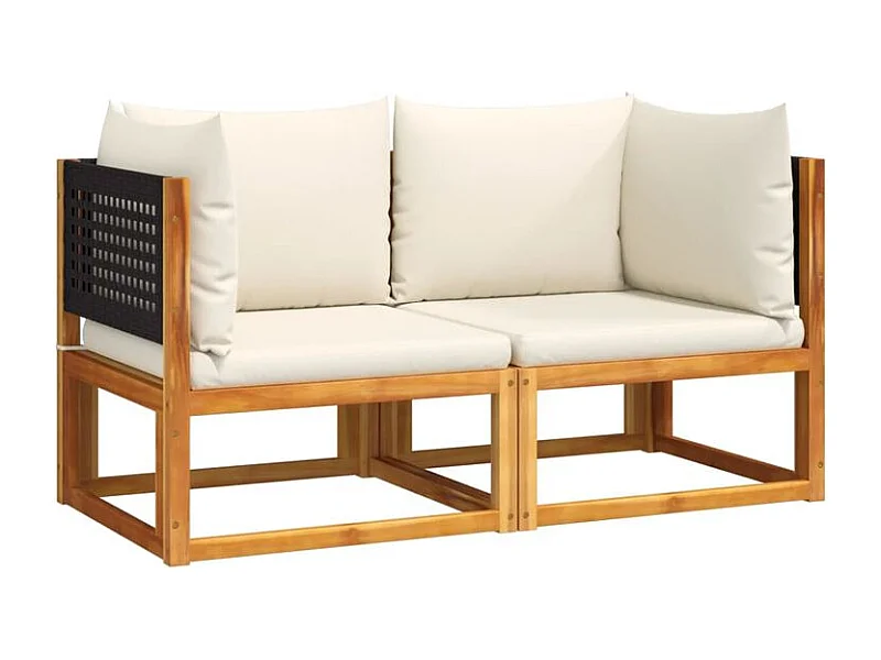 Canapés d'angle de jardin et coussins 2pcs bois massif d'acacia