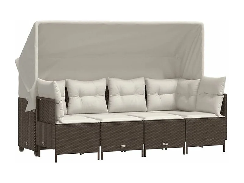 Salon de jardin avec coussins 5 pcs marron résine tressée