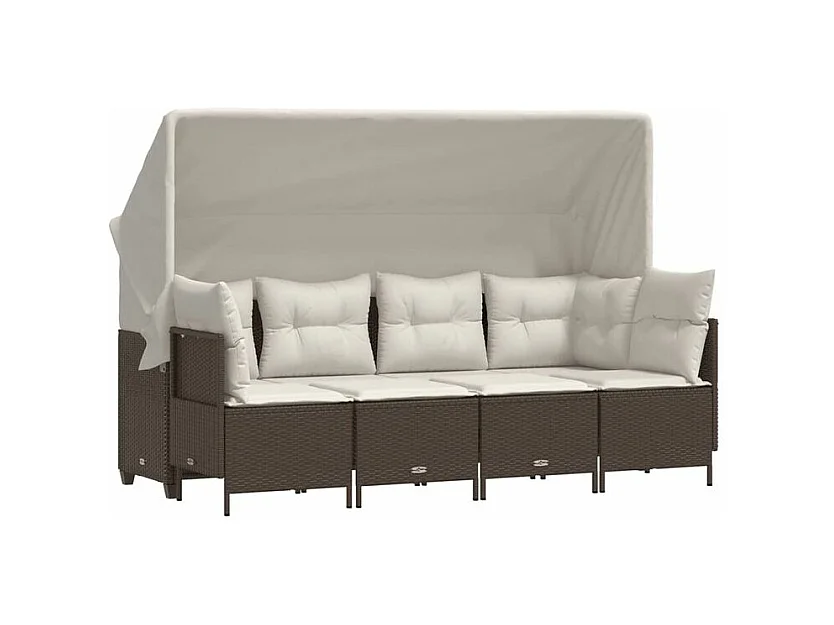 Salon de jardin avec coussins 5 pcs marron résine tressée