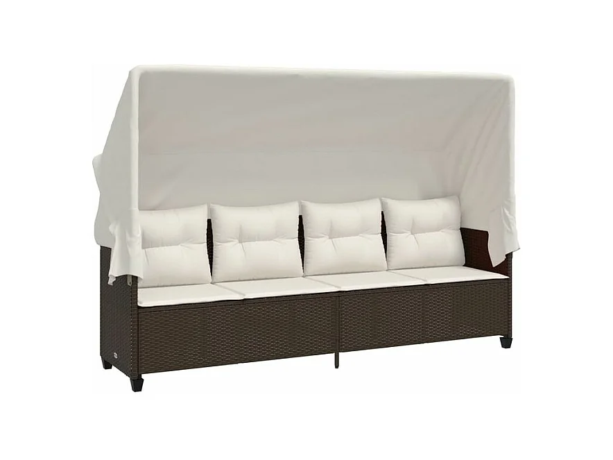 Salon de jardin avec coussins 5 pcs marron résine tressée