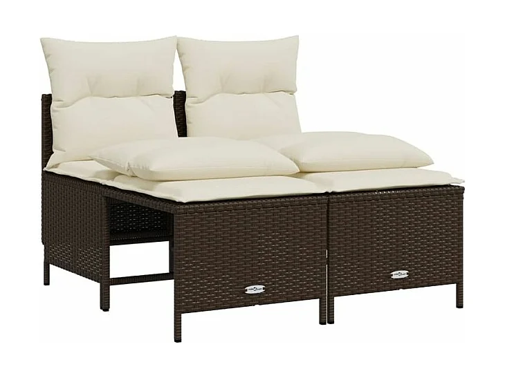 Salon de jardin avec coussins 5 pcs marron résine tressée