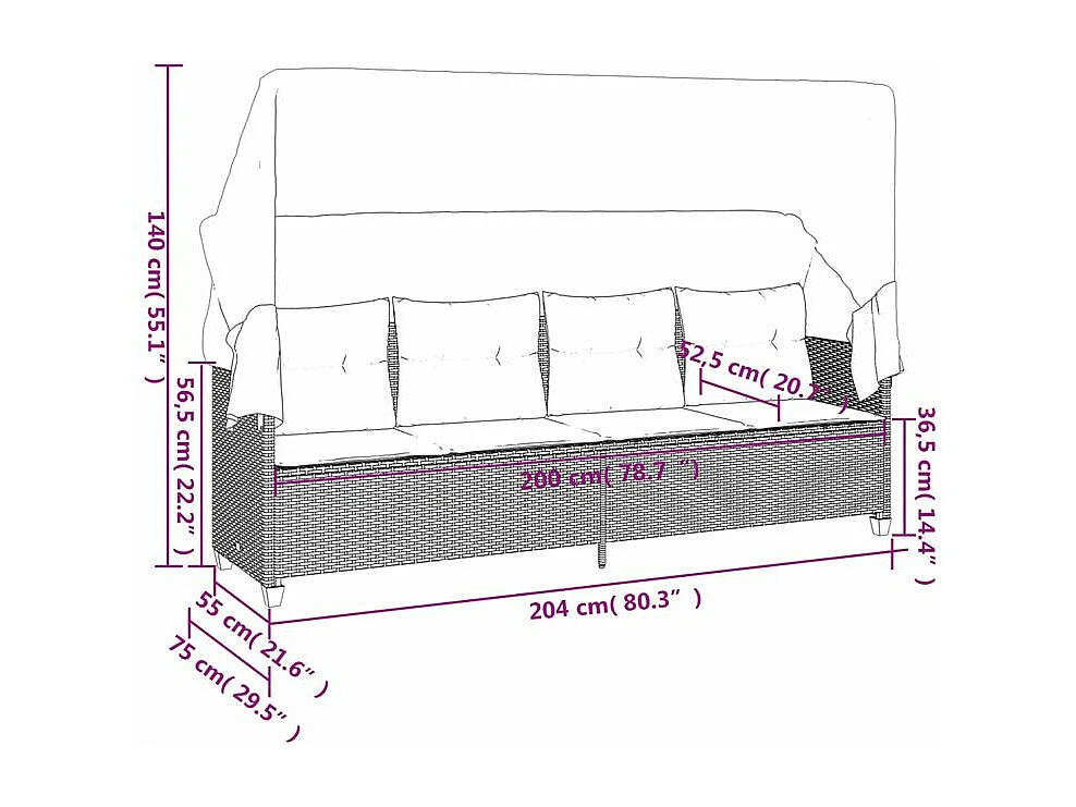 Salon de jardin avec coussins 5 pcs marron résine tressée