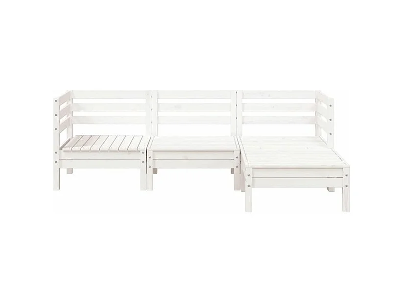 Canapé de jardin 3 places et repose-pied blanc bois pin massif