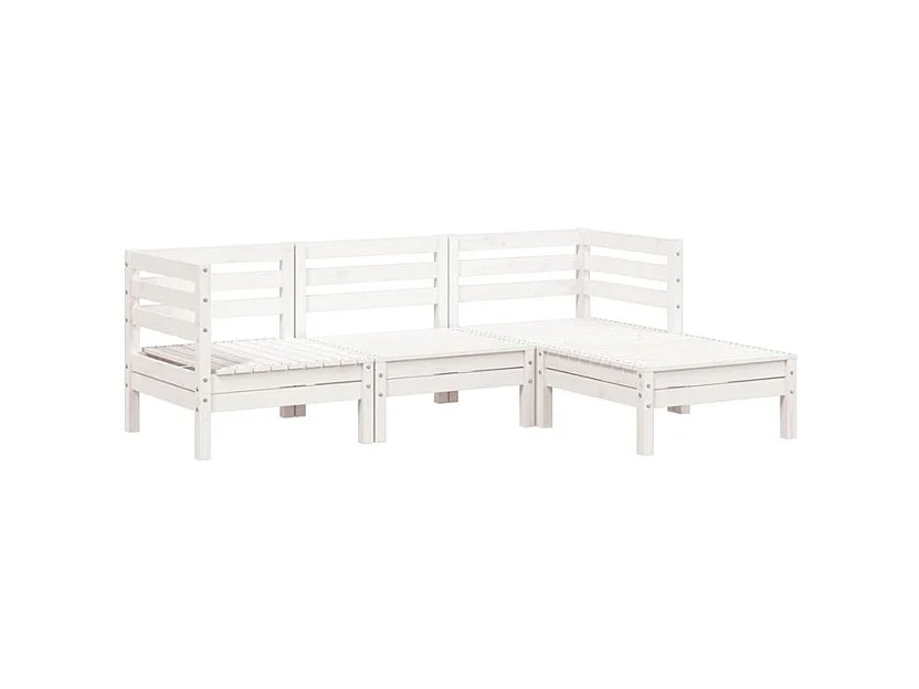 Canapé de jardin 3 places et repose-pied blanc bois pin massif