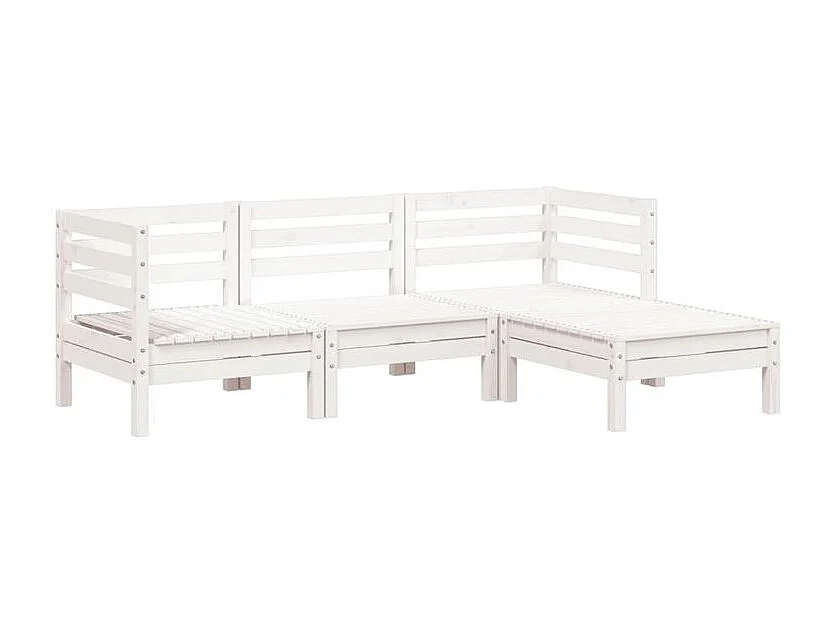 Canapé de jardin 3 places et repose-pied blanc bois pin massif