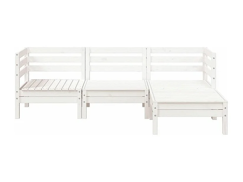 Canapé de jardin 3 places et repose-pied blanc bois pin massif