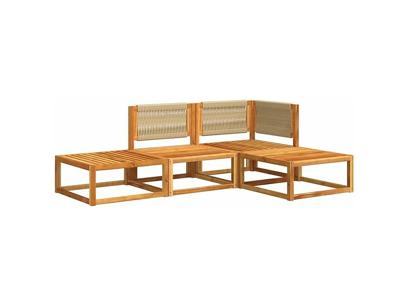 Salon de jardin avec coussins 4 pcs bois d'acacia massif