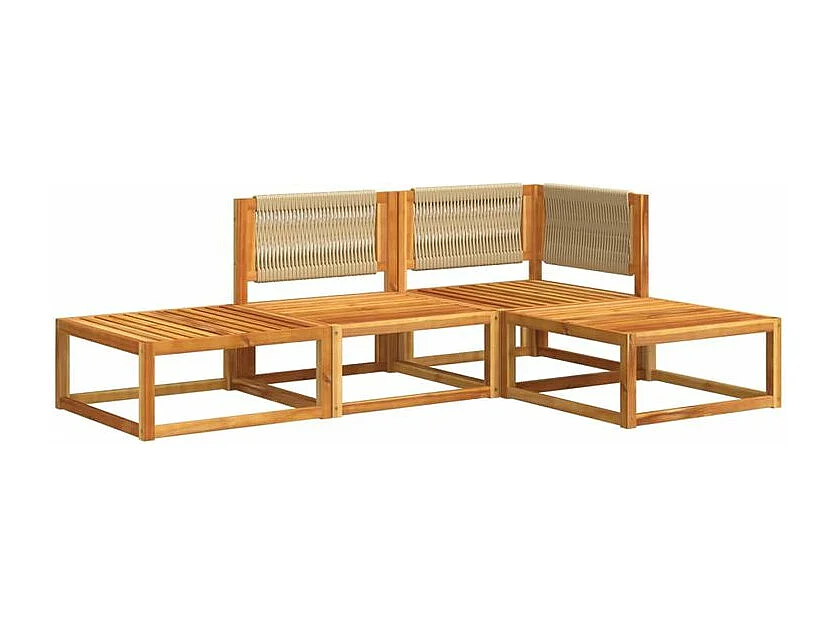 Salon de jardin avec coussins 4 pcs bois d'acacia massif