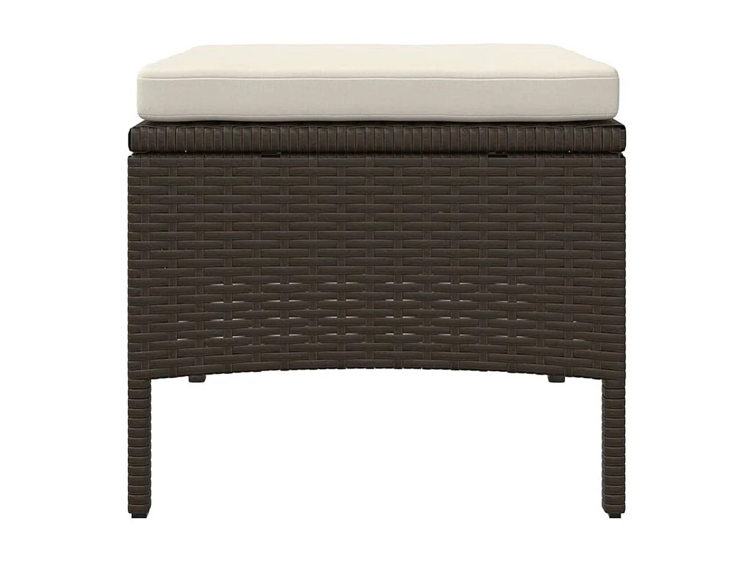 Canapé de jardin 2 places avec table et tabourets marron rotin