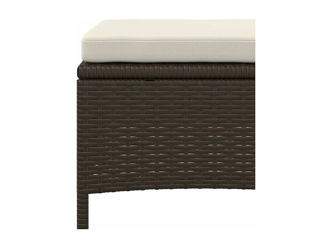 Canapé de jardin 2 places avec table et tabourets marron rotin