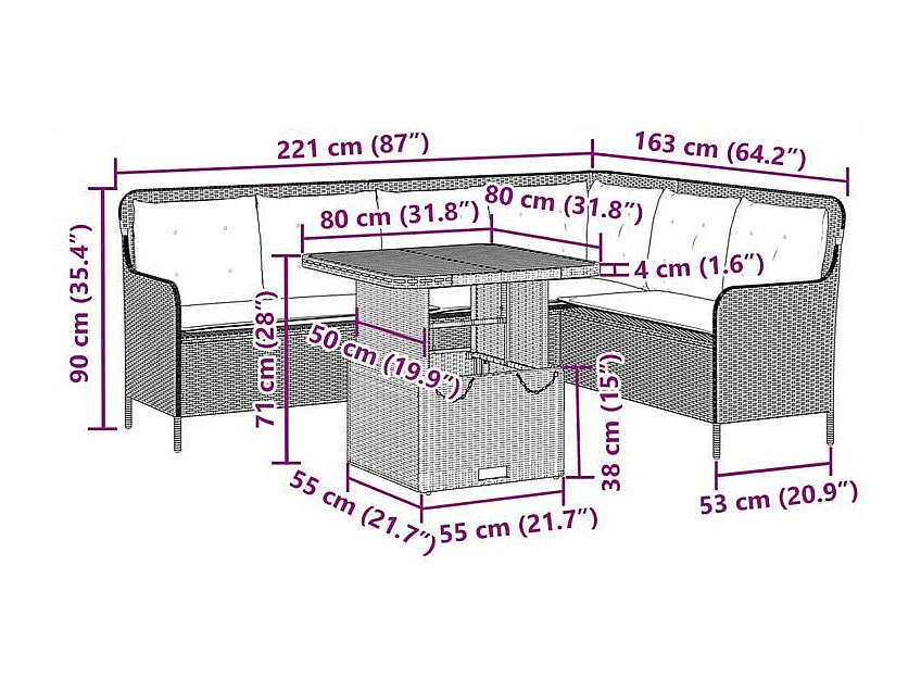 Salon de jardin 2 pcs avec coussins Gris Résine tressée