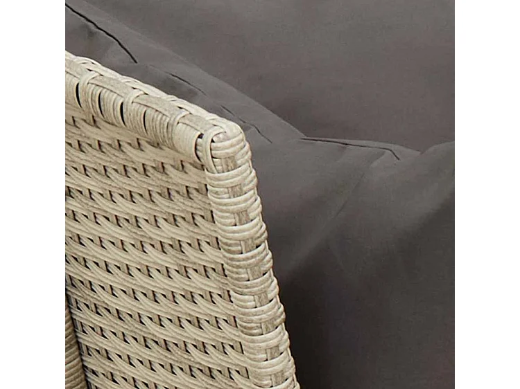 Canapé de jardin et coussins gris clair résine tressée