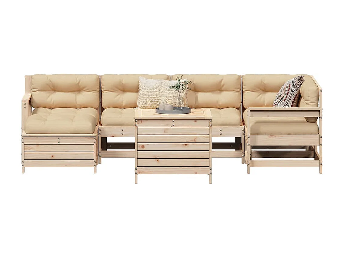 Salon de jardin 7 pcs bois de pin massif