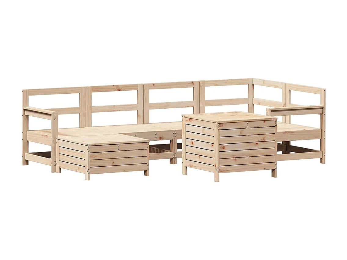 Salon de jardin 7 pcs bois de pin massif