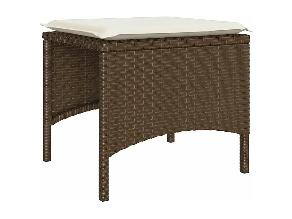 Canapé de jardin 2 places avec table et tabourets marron rotin