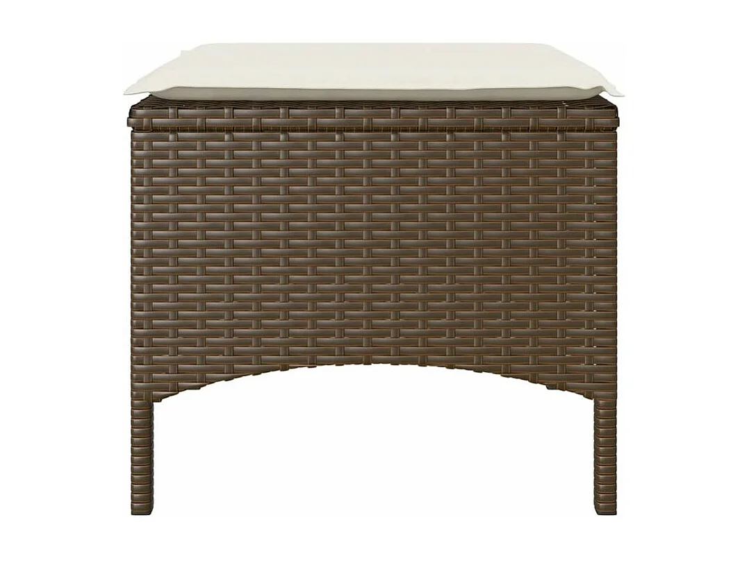 Canapé de jardin 2 places avec table et tabourets marron rotin