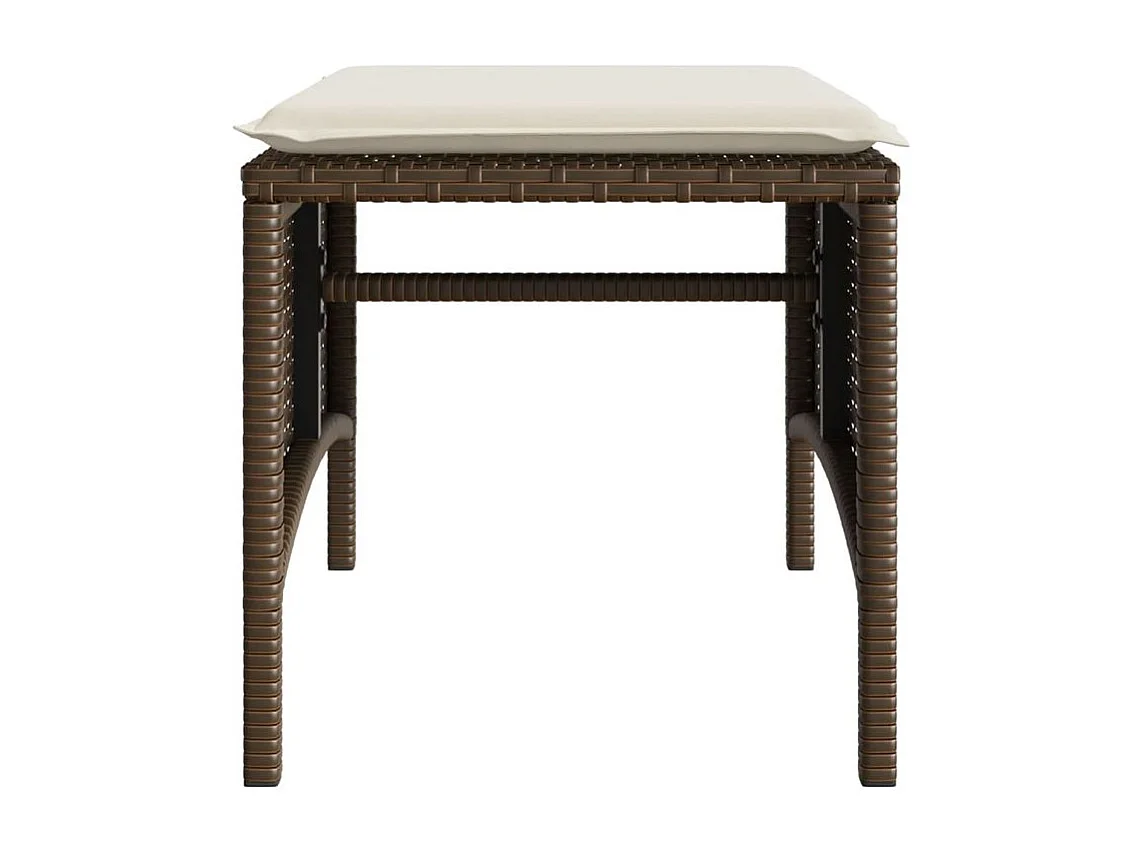 Canapé de jardin 2 places avec table et tabourets marron rotin