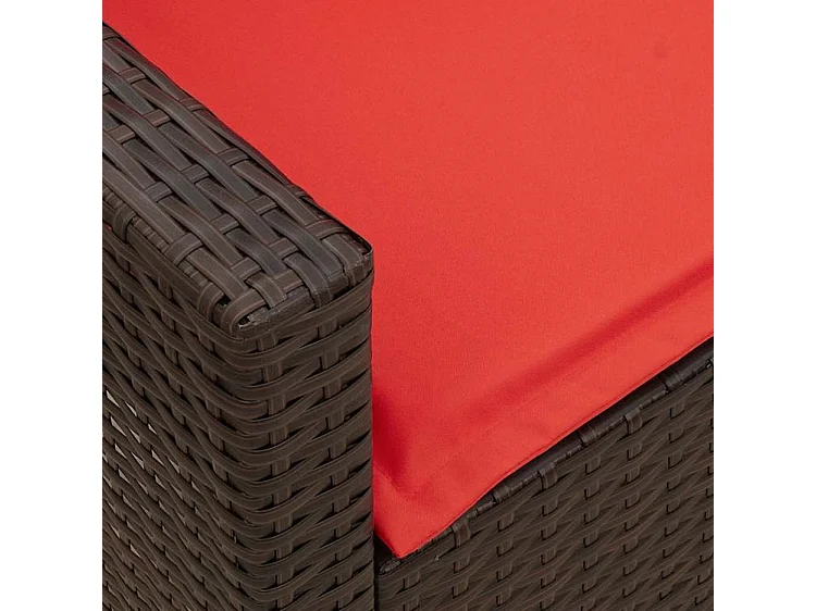 Canapé de jardin avec coussins marron résine tressée