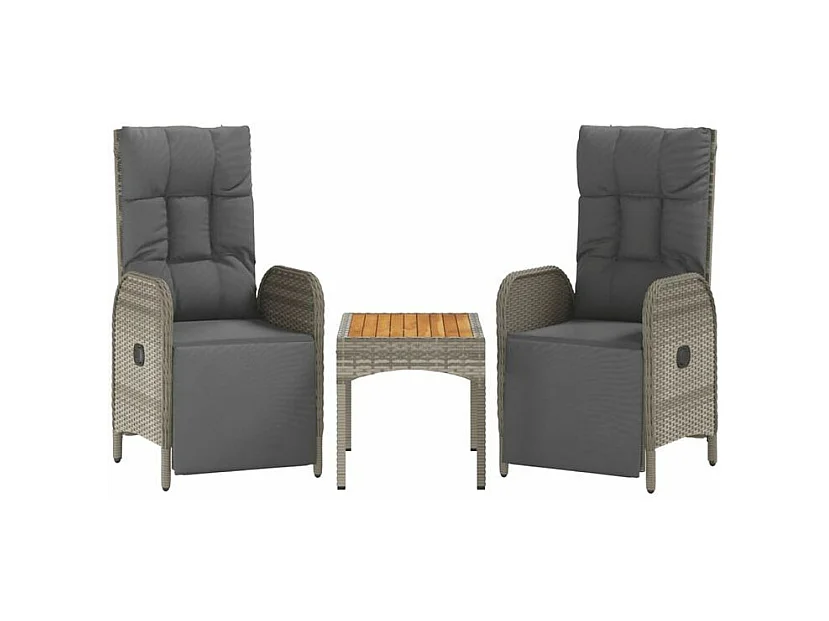 Ensemble à manger jardin 4pcs et coussins Gris Résine tressée