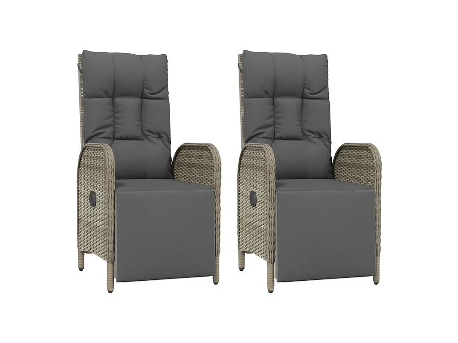 Ensemble à manger jardin 4pcs et coussins Gris Résine tressée