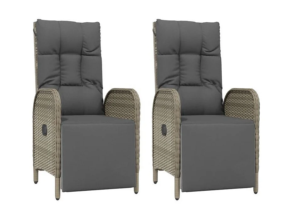 Ensemble à manger jardin 4pcs et coussins Gris Résine tressée