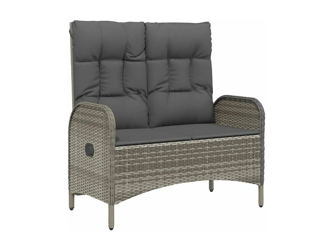 Ensemble à manger jardin 4pcs et coussins Gris Résine tressée