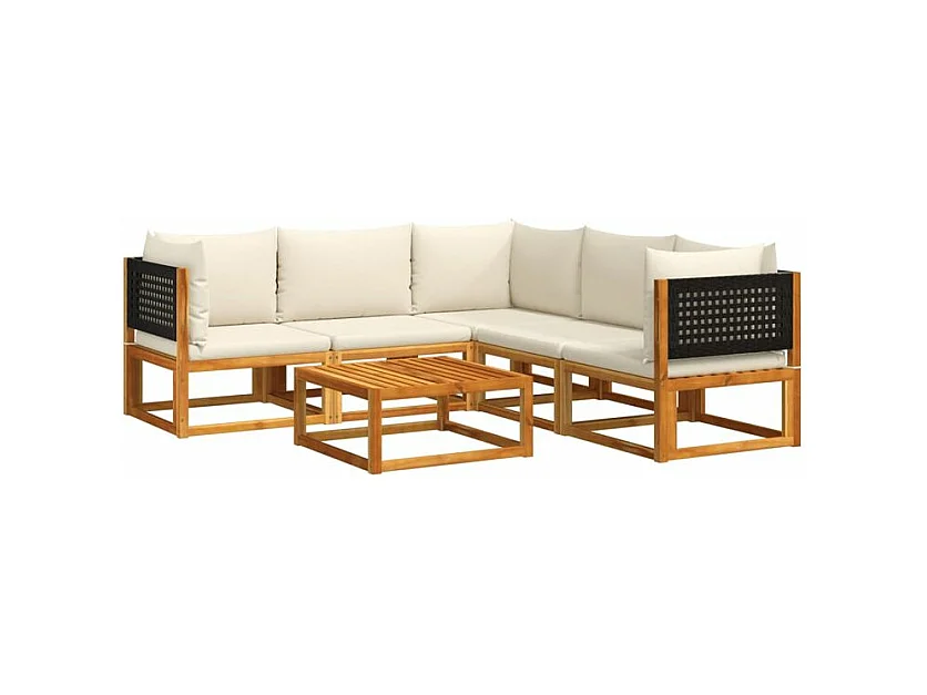 Salon de jardin avec coussins 6 pcs bois d'acacia solide
