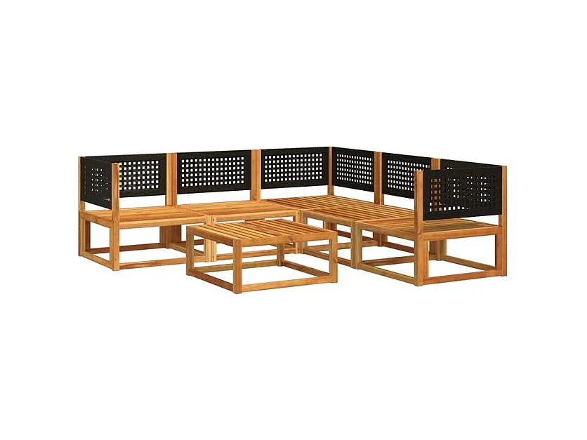 Salon de jardin avec coussins 6 pcs bois d'acacia solide