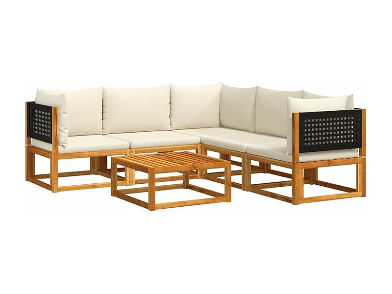 Salon de jardin avec coussins 6 pcs bois d'acacia solide