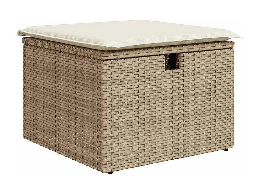 Salon de jardin avec coussins 9 pcs beige résine tressée