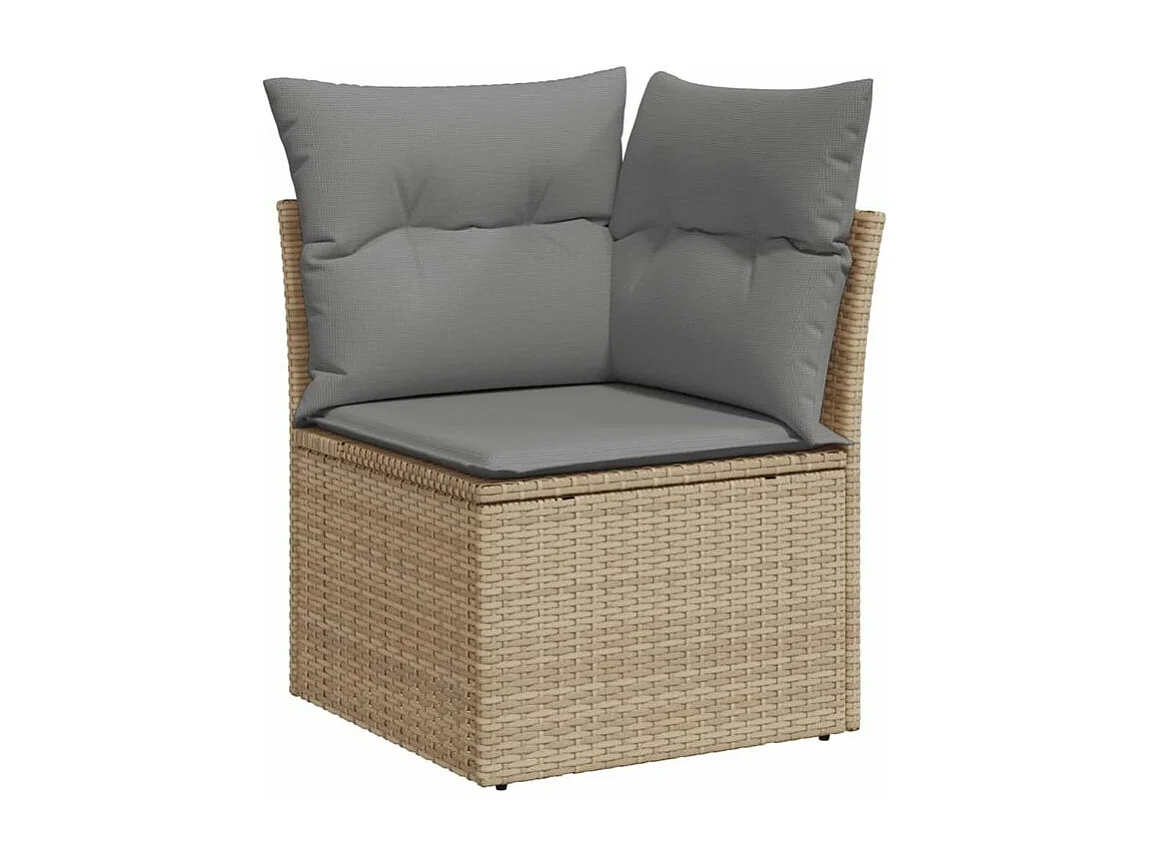 Salon de jardin avec coussins 9 pcs beige résine tressée