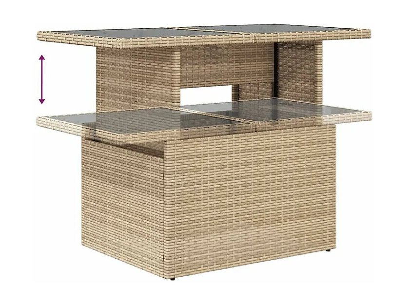 Salon de jardin avec coussins 9 pcs beige résine tressée